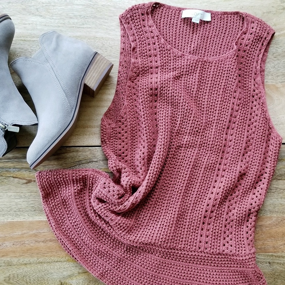 LOFT Sleeveless Crochet Peplum Top